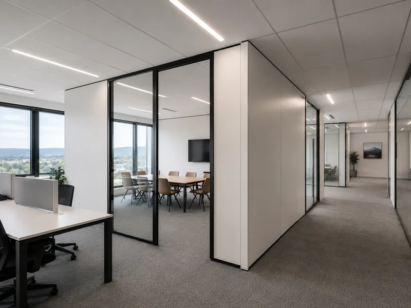 Aménagement de bureaux tertiaires avec cloisons amovibles et vitrées par Isorenov (open-space, secteur 64/65)